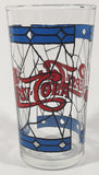 Vintage Pepsi Blue and Red Stained Glass Style 5" Tall Glass Cup