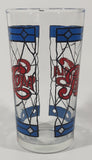 Vintage Pepsi Blue and Red Stained Glass Style 5" Tall Glass Cup