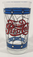 Vintage Pepsi Blue and Red Stained Glass Style 5" Tall Glass Cup