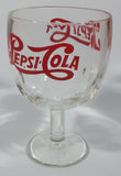 Vintage Pepsi-Cola Soda Pop 6" Tall Heavy Glass Large Goblet Style Stemmed Cup With Red Lettering