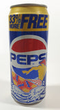 1990s Pepsi Cola Limited Edition Cool Cans 33% More FREE Surfer Themed 16 FL oz (1 Pt) 473mL 6 1/4" Tall Aluminum Metal Pop Can