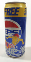 1990s Pepsi Cola Limited Edition Cool Cans 33% More FREE Surfer Themed 16 FL oz (1 Pt) 473mL 6 1/4" Tall Aluminum Metal Pop Can