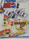 1990s Golden Wheel Special Edition Pepsi Team Racer #77 Die Cast Toy Race Car Vehicles with Road Signs New in Package