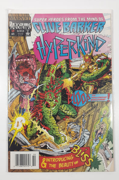 1993 October Marvel Comics Razorline Super Heroes From The Mind Of Clive Barker Hyperkind #2 Comic Book On Board in Bag