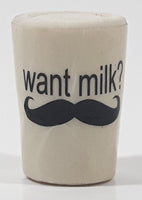 Want Milk? Mustache Themed Miniature 1" Tall Rubber Cup