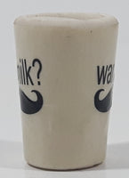 Want Milk? Mustache Themed Miniature 1" Tall Rubber Cup