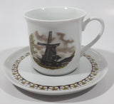 Vintage Schwarzenhammer Porzellan Nr. 5 Paltrokmolden Dutch Windmill Themed Porcelain Demitasse Tea Cup and Saucer Set