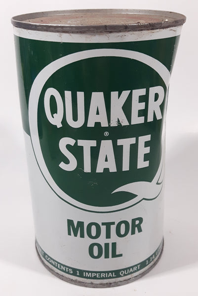 Vintage Quaker State S.A.E. 10W Motor Oil 1 Imperial Quart 1.14 Litres Metal Can Partially FULL Burlington, Ontario