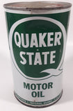 Vintage Quaker State S.A.E. 10W Motor Oil 1 Imperial Quart 1.14 Litres Metal Can FULL Burlington, Ontario