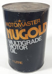 Vintage 1970s Canadian Tire Motomaster Nugold SAE 10W-30 Multigrade Motor Oil 1 Litre Metal Can Partially FULL