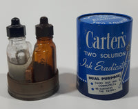 Vintage Carter's Two Solution Ink Eradicator 3" Tall Metal Can and Glass Bottles Still Full