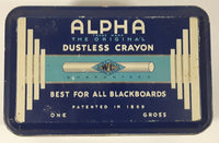 Vintage W.C. Alpha The Original Dustless Crayon Best For All Blackboards Time Tested School Supplies Tin Metal Container