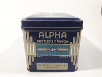 Vintage W.C. Alpha The Original Dustless Crayon Best For All Blackboards Time Tested School Supplies Tin Metal Container