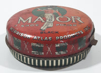 Vintage Morrison Atlas Products Inc Major Shoe Polish Black Tin Metal Container Still Has Polish