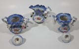 Vintage Flower Decor Miniature Gold Trim Porcelain Teapot Creamer and Sugar Bowl Fine Bone China Set of 3