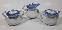 Vintage Flower Decor Miniature Gold Trim Porcelain Teapot Creamer and Sugar Bowl Fine Bone China Set of 3