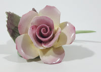 Vintage Camelot Pink Rose with Green Leaf Steam Miniature Fine Bone China Ornament