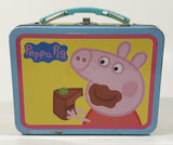 2016 Peppa Pig Eating Cake Miniature Small Embossed Tin Metal Lunch Box Container