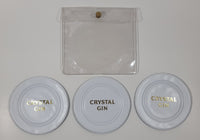 Set of 3 Crystal Gin White Leather Like Drink Coasters