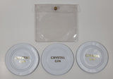 Set of 3 Crystal Gin White Leather Like Drink Coasters