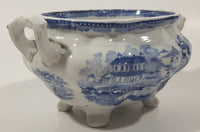 Antique c. 1850-1861 Thomas Till & Son Victorian Blue and White Royal Cottage Pattern Soup Tureen or Sugar Bowl Porcelain Dish with Handles