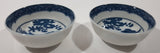 Set of 2 Vintage Chinese Blue and White Bird in Flight Over Flowers 3" Porcelain Nut Serving Bowl Dish