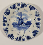 Vintage DP Delft Blue White Windmill Decor 3 3/4" Ceramic Hand Painted Ash Tray