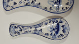 Vintage Delft Blue and White Windmill and Flower Decor Ceramic Spoon Rest Set of 3 Different Sizes