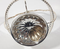 Vintage Mayell Glass Condiment Serving Dish in Silver Plated Basket Holder with Spoon