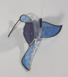 Vintage Light Blue and Purple Hummingbird 3D Leaded Stained Glass Window Sun Catcher