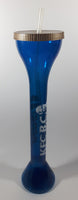 Rare Vintage Whirley Pepsi KFC 24 Oz. 20" Tall Translucent Blue Drink Bottle Yard Cup With Straw