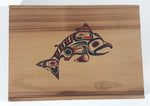 Red and Black Spirit Salmon Fish Native Aboriginal Art 10 5/8" Long Wood Box with Sliding Lid