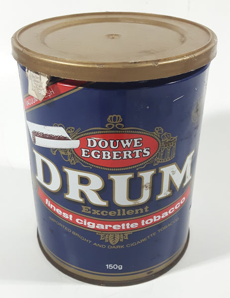 drum tobacco can Vintage Douwe Egberts Drum Excellent Finest Cigarette Tobacco 150g Blue Tin Metal Can with Plastic Lid drum tobacco can Vintage Douwe Egberts Drum Excellent Finest Cigarette Tobacco 150g Blue Tin Metal Can with Plastic Lid