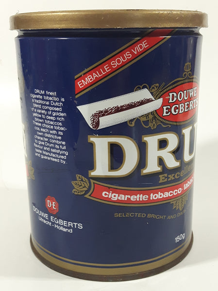 drum tobacco can Vintage Douwe Egberts Drum Excellent Finest Cigarette Tobacco 150g Blue Tin Metal Can with Plastic Lid drum tobacco can Vintage Douwe Egberts Drum Excellent Finest Cigarette Tobacco 150g Blue Tin Metal Can with Plastic Lid