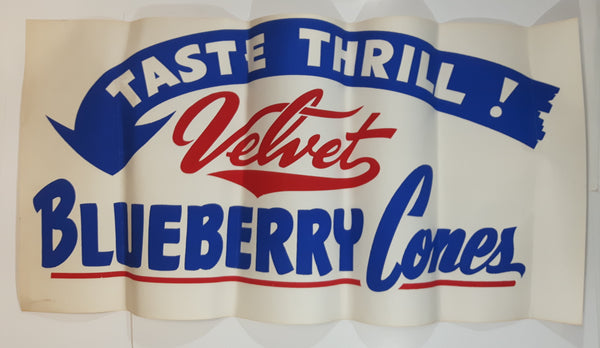 Rare Vintage Velvet Blueberry Cones Taste Thrill! Large 18" x 36 1/2" Store Advertising Poster Sign
