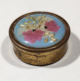 Vintage 1960s Micro Mosaic Floral Brass Pocket Trinket Pill Pocket Tin