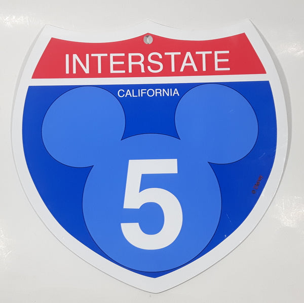 Disney California Interstate 5 Highway Freeway Mickey Mouse 12" x 12" Road Sign Crest Shaped Plastic Sign