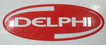 Delphi Technology Automotive Parts Embossed Oval Shaped Red Tin Metal Sign 9" x 24" GM Racing