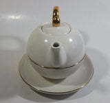 White and Gold Trim Combination Teapot Tea Cup Ceramic Collectible