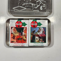 1999 Coca Cola Nostalgia Playing Cards and Collectible Santa Claus Christmas Tin 2 Decks New in Package