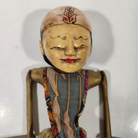 Antique Indonesian Wayang Golek 24" Hand Made Wood Theater Puppet In Traditional Batik Clothing