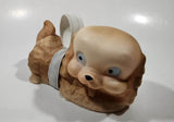 Unique Vintage Light Brown Puppy Dog Laying 6 1/4" Long Rubber Toy Figure
