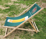 Pfungstadter Das Weizen Beer 20 1/2" x 46" Green Fabric Wooden Adjustable Folding Lounge Beach Chair