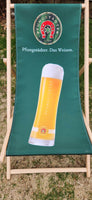 Pfungstadter Das Weizen Beer 20 1/2" x 46" Green Fabric Wooden Adjustable Folding Lounge Beach Chair