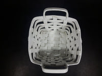 Vintage White Woven Porcelain Basket with Handles - Treasure Valley Antiques & Collectibles