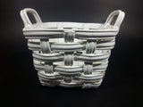 Vintage White Woven Porcelain Basket with Handles - Treasure Valley Antiques & Collectibles