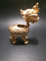 Vintage Brass Foo Dog Incense Burner w/ Hinged Head - Treasure Valley Antiques & Collectibles