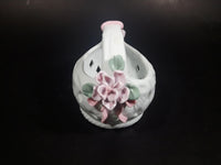 Vintage Porcelain Glass Floral Rose Woven Pattern Easter Basket Decor - Treasure Valley Antiques & Collectibles