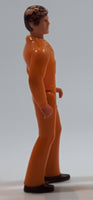 Vintage 1970s Tonka Play People Male Orange Clothing Man 3 1/2" Tall Plastic Toy Action Figure Made in Hong Kong